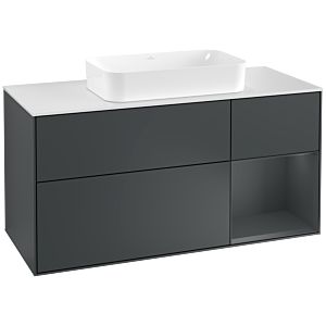 Villeroy und Boch Finion Waschtischunterschrank F301HGHG 120cm, Abdeckplatte white matt, Regal rechts Midnight Blue Matt Lacquer, Midnight Blue Matt Lacquer