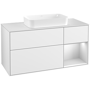 Villeroy and Boch Finion Villeroy and Boch Finion F301MTGF 120cm, cover plate white matt, shelf on the right white matt lacquer, glossy white lacquer