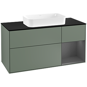 Villeroy and Boch Finion Villeroy and Boch Finion F302GKGM 120cm, cover plate black matt, shelf right Anthracite matt, Olive Matt Lacquer