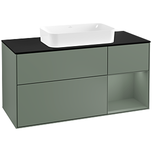 Villeroy and Boch Finion Villeroy and Boch Finion F302GMGM 120cm, cover plate black matt, shelf on the right Olive Matt Lacquer , Olive Matt Lacquer