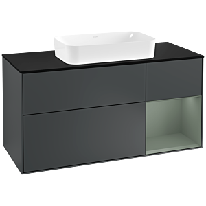 Villeroy and Boch Finion Villeroy and Boch Finion F302GMHG 120cm, cover plate matt black, shelf on the right Olive Matt Lacquer , Midnight Blue Matt Lacquer