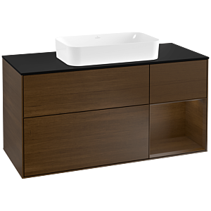Villeroy and Boch Finion Villeroy and Boch Finion F302GNGN 120cm, cover plate black matt, shelf right Walnut veneer, Walnut veneer