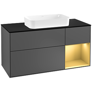 Villeroy et Boch Finion Villeroy et Boch F302HFGK 120cm, plaque de finition noir mat, étagère droite or mat, anthracite mat