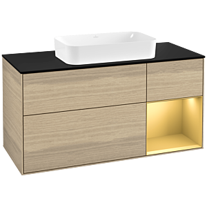 Villeroy and Boch Finion Villeroy and Boch Finion F302HFPC 120cm, cover plate black matt, shelf right gold matt, Oak Veneer