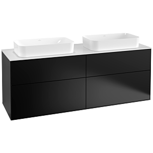 Villeroy und Boch Finion Waschtischunterschrank F31100PD 160x60,3cm, Abdeckplatte white matt, Black matt lacquer