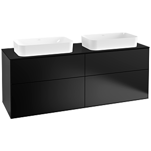 Villeroy und Boch Finion Waschtischunterschrank F31200PD 160x60,3cm, Abdeckplatte black matt, Black matt lacquer