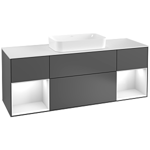 Villeroy and Boch Finion Villeroy and Boch Finion F331GFGK 160x60.3cm, cover plate white matt, shelves glossy white lacquer, anthracite matt