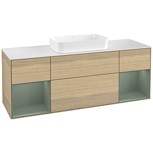 Villeroy and Boch Finion Villeroy and Boch Finion F331GMPC 160x60.3cm, cover plate white matt, shelves olive matt lacquer, Oak Veneer