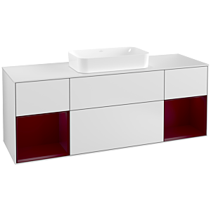 Villeroy et Boch Finion Villeroy et Boch F331HBMT 160x60,3cm, plaque de finition blanc mat, étagères Peony laqué mat, blanc laqué mat