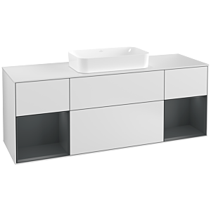 Villeroy und Boch Finion Waschtischunterschrank F331HGMT 160x60,3cm, Abdeckplatte white matt, Regale Midnight matt lacquer, White matt lacquer