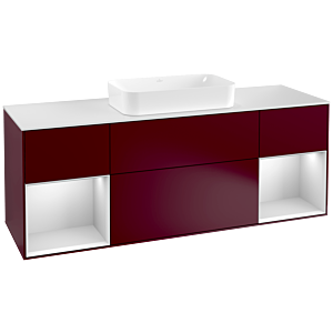 Villeroy et Boch Finion Villeroy et Boch F331MTHB 160x60,3cm, plaque de finition blanc mat, étagères laqué blanc mat, Peony Matt