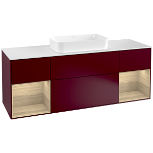 Villeroy et Boch Finion Villeroy et Boch F331PCHB 160x60.3cm, plaque de finition blanc mat, étagères Oak Veneer , Peony Matt