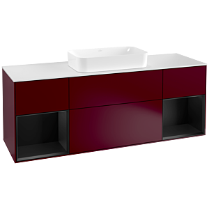 Villeroy and Boch Finion Villeroy and Boch Finion F331PDHB 160x60.3cm, cover plate matt white, shelves matt black lacquer, Peony Matt