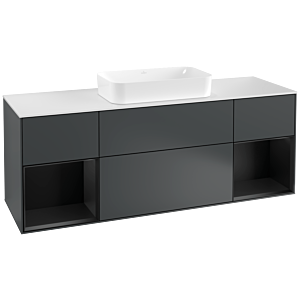 Villeroy und Boch Finion Waschtischunterschrank F331PDHG 160x60,3cm, Abdeckplatte white matt, Regale Black matt lacquer, Midnight Blue Matt Lacquer