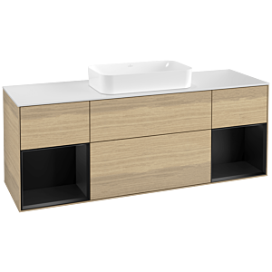 Villeroy and Boch Finion Villeroy and Boch Finion F331PDPC 160x60.3cm, cover plate matt white, shelves matt black lacquer, Oak Veneer