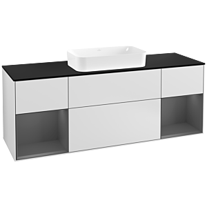 Villeroy and Boch Finion Villeroy and Boch Finion F332GKMT 160x60.3cm, black matt cover plate, anthracite matt lacquer shelves, white matt lacquer