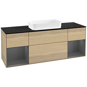 Villeroy and Boch Finion Villeroy and Boch Finion F332GKPC 160x60.3cm, cover plate black matt, shelves Anthracite matt lacquer, Oak Veneer