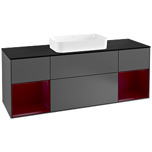 Villeroy and Boch Finion Villeroy and Boch Finion F332HBGK 160x60.3cm, cover plate matt black, shelves Peony matt lacquer, anthracite matt