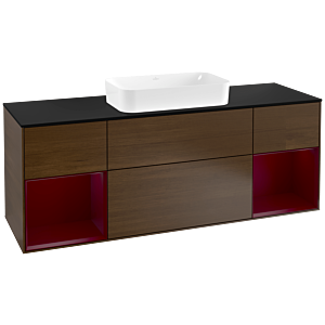 Villeroy and Boch Finion Villeroy and Boch Finion F332HBGN 160x60.3cm, cover plate matt black, shelves Peony matt lacquer, Peony veneer