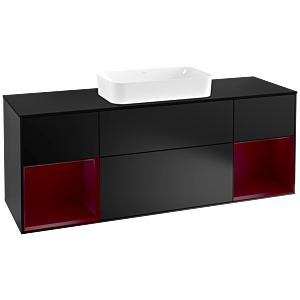 Villeroy and Boch Finion Villeroy and Boch Finion F332HBPD 160x60.3cm, cover plate black matt, shelves Peony matt lacquer, black matt lacquer