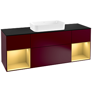 Villeroy and Boch Finion Villeroy and Boch Finion F332HFHB 160x60.3cm, cover plate black matt, shelves gold matt lacquer, Peony Matt