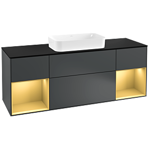 Villeroy and Boch Finion Villeroy and Boch Finion F332HFHG 160x60.3cm, cover plate black matt, shelves gold matt lacquer, Midnight Blue Matt Lacquer