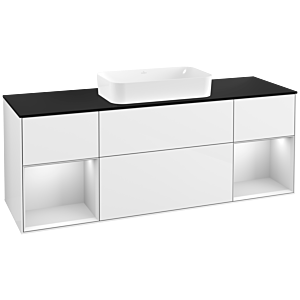 Villeroy and Boch Finion Villeroy and Boch Finion F332MTGF 160x60.3cm, cover plate black matt, shelves white matt lacquer, glossy white lacquer