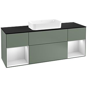 Villeroy and Boch Finion Villeroy and Boch Finion F332MTGM 160x60.3cm, cover plate black matt, shelves white matt lacquer, Olive Matt Lacquer