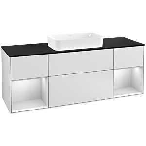 Villeroy and Boch Finion Villeroy and Boch Finion F332MTMT 160x60.3cm, cover plate black matt, shelves white matt lacquer, white matt lacquer