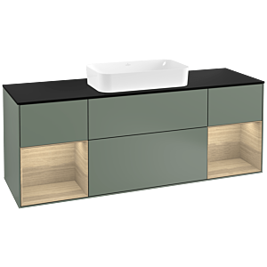 Villeroy and Boch Finion Villeroy and Boch Finion F332PCGM 160x60.3cm, cover plate matt black, shelves Oak Veneer , Olive Matt Lacquer