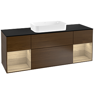 Villeroy and Boch Finion Villeroy and Boch Finion F332PCGN 160x60.3cm, black matt cover plate, Oak Veneer shelves, Oak Veneer veneer