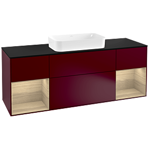 Villeroy and Boch Finion Villeroy and Boch Finion F332PCHB 160x60.3cm, cover plate black matt, shelves Oak Veneer , Peony Matt