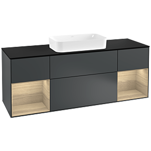 Villeroy and Boch Finion Villeroy and Boch Finion F332PCHG 160x60.3cm, cover plate matt black, shelves Oak Veneer , Midnight Blue Matt Lacquer