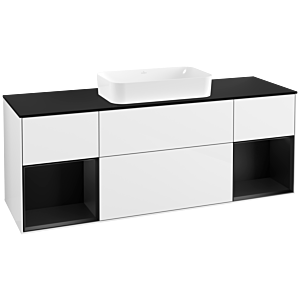 Villeroy and Boch Finion Villeroy and Boch Finion F332PDGF 160x60.3cm, black matt cover plate, black matt lacquer shelves, glossy white lacquer