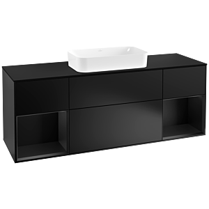 Villeroy und Boch Finion Waschtischunterschrank F332PDPD 160x60,3cm, Abdeckplatte black matt, Regale Black matt lacquer, Black matt lacquer