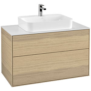 Villeroy und Boch Finion Waschtischunterschrank F35100PC 100x60,3cm, Abdeckplatte white matt, Oak Veneer