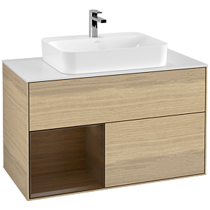 Villeroy and Boch Finion Villeroy and Boch Finion F361GNPC 100cm, cover plate white matt, shelf left Oak Veneer veneer, Oak Veneer