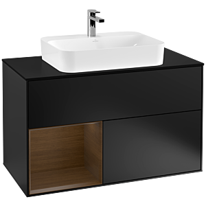 Villeroy and Boch Finion Villeroy and Boch Finion F362GNPD 100cm, cover plate black matt, shelf left walnut veneer, black matt lacquer