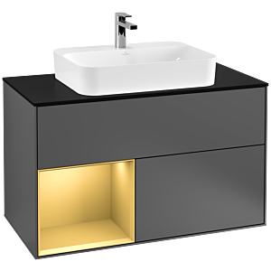 Villeroy and Boch Finion Villeroy and Boch Finion F362HFGK 100cm, cover plate black matt, shelf left gold matt, anthracite matt