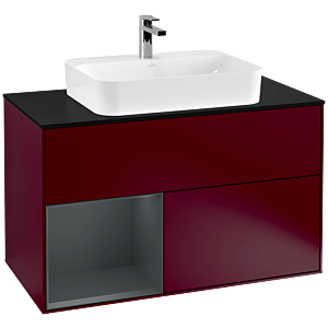 Villeroy and Boch Finion Villeroy and Boch Finion F362HGHB 100cm, cover plate black matt, shelf left Midnight Blue Matt Lacquer , Peony Matt