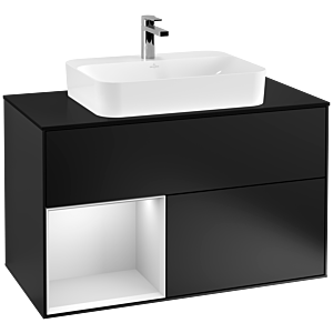 Villeroy and Boch Finion Villeroy and Boch Finion F362MTPD 100cm, cover plate black matt, shelf left white matt lacquer, black matt lacquer
