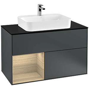 Villeroy and Boch Finion Villeroy and Boch Finion F362PCHG 100cm, cover plate black matt, shelf left Oak Veneer , Midnight Blue Matt Lacquer