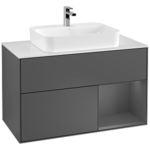 Villeroy and Boch Finion Villeroy and Boch Finion F371GKGK 100cm, cover plate white matt, shelf right Anthracite matt, Anthracite matt