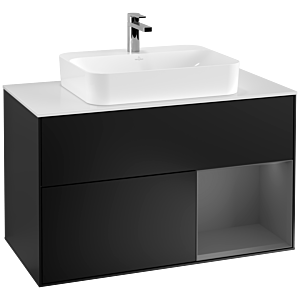 Villeroy and Boch Finion Villeroy and Boch Finion F371GKPD 100cm, cover plate white matt, shelf right anthracite matt, black matt lacquer