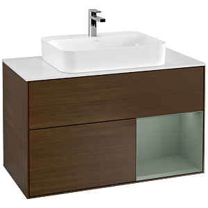 Villeroy and Boch Finion Villeroy and Boch Finion F371GMGN 100cm, cover plate matt white, shelf on the right Olive Matt Lacquer , Olive Matt Lacquer veneer