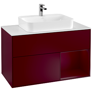 Villeroy et Boch Finion Villeroy et Boch F371HBHB 100cm, plaque de finition blanc mat, étagère à droite Peony , Peony Matt