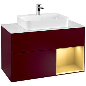 Villeroy and Boch Finion Villeroy and Boch Finion F371HFHB 100cm, cover plate white matt, shelf right gold matt, Peony Matt