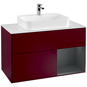 Villeroy and Boch Finion Villeroy and Boch Finion F371HGHB 100cm, cover plate matt white, shelf on the right Midnight Blue Matt Lacquer , Peony Matt