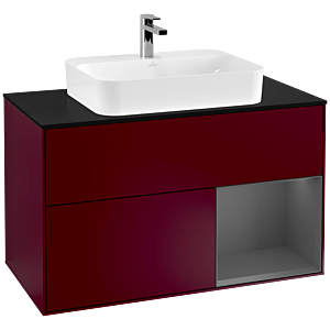 Villeroy and Boch Finion Villeroy and Boch Finion F372GKHB 100cm, cover plate black matt, shelf right Anthracite matt, Peony Matt