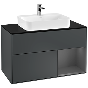Villeroy and Boch Finion Villeroy and Boch Finion F372GKHG 100cm, cover plate black matt, shelf right Anthracite matt, Midnight Blue Matt Lacquer